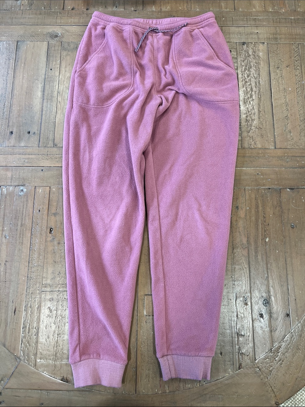 Patagonia fleece joggers mauve girls large size 14 cozy Athlesiure